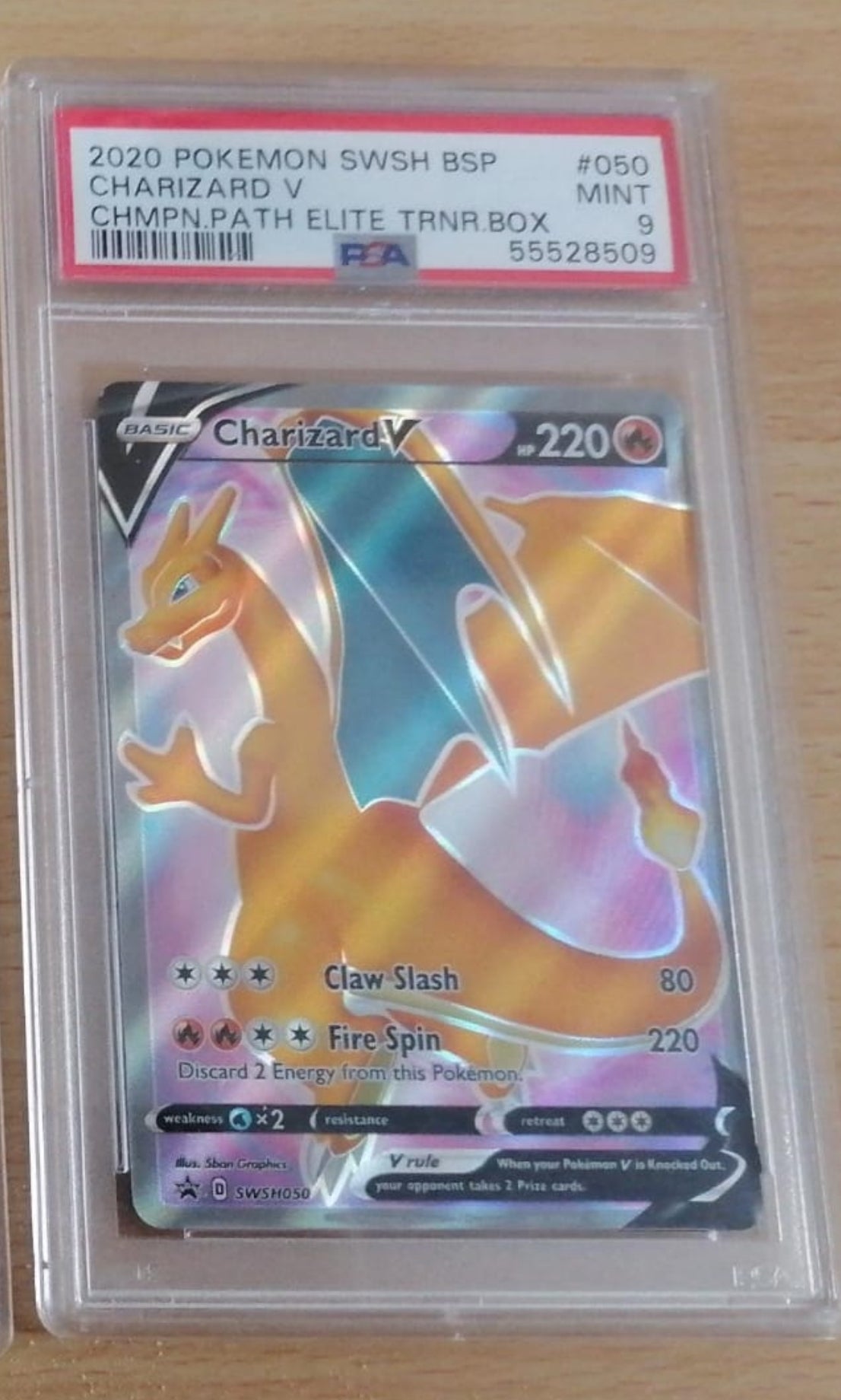 Charizard V SWSH050 PSA 9 Mint Black Star Promo graded slab