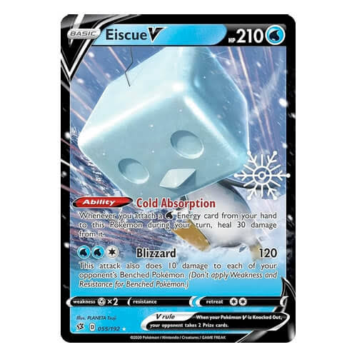 Eiscue V 055/192 card pictured with snowflake stamp